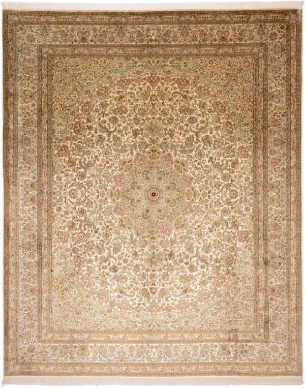 Kashmir Orientteppich 245 × 307 cm, Seide, handgeknüpft