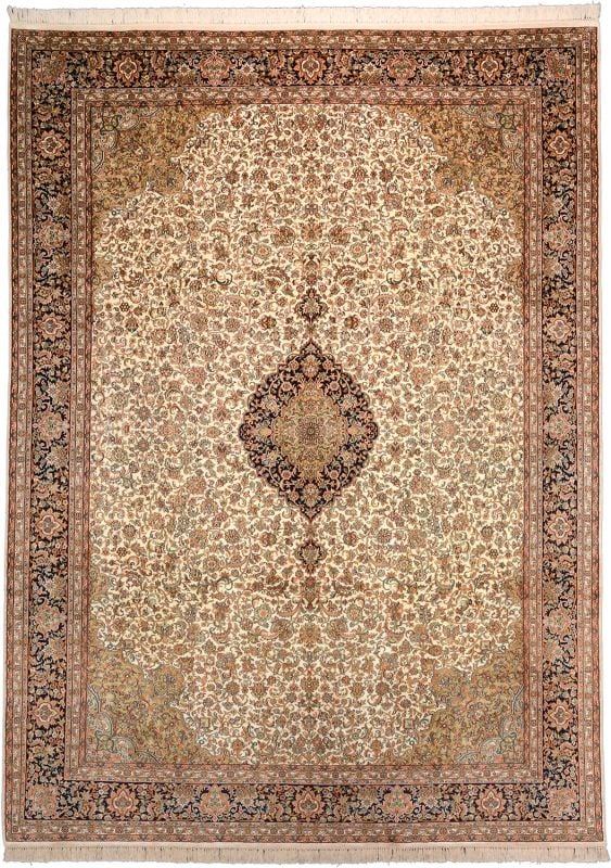 Kashmir Orientteppich 245 × 335 cm, Seide, handgeknüpft persisch