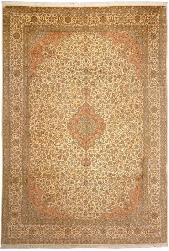 Kashmir Orientteppich 245 × 340 cm, Seide, handgeknüpft