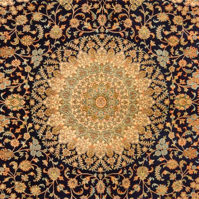 Kashmir Orientteppich 246 × 250 cm, Seide, handgeknüpft