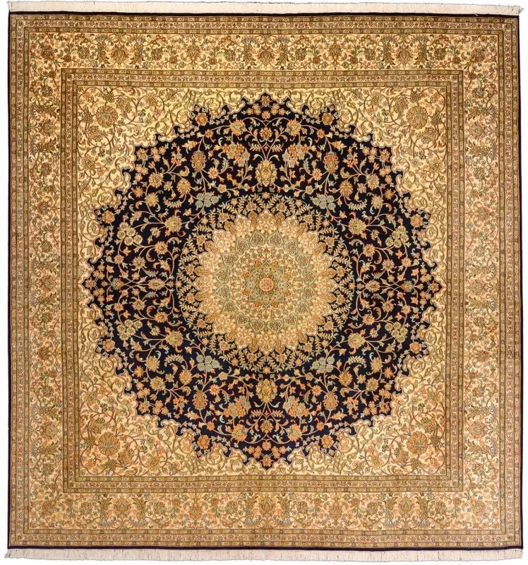 Kashmir Orientteppich 246 × 250 cm, Seide, handgeknüpft