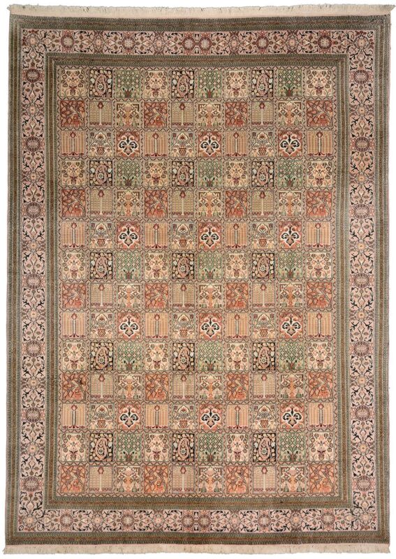 Kashmir Orientteppich 246 × 333 cm, Seide, handgeknüpft