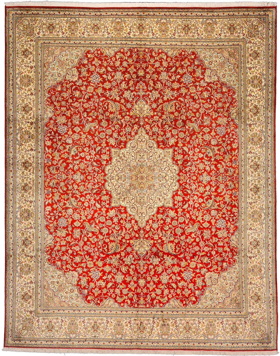 Kashmir Orientteppich 247 × 311 cm, Seide, handgeknüpft