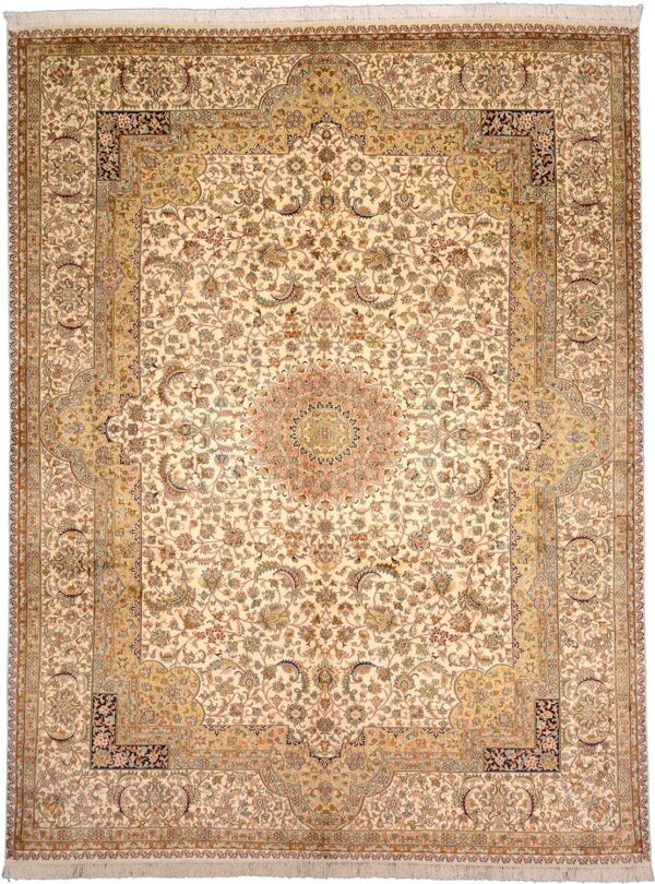 Kashmir Orientteppich 248 × 328 cm, Seide, handgeknüpft