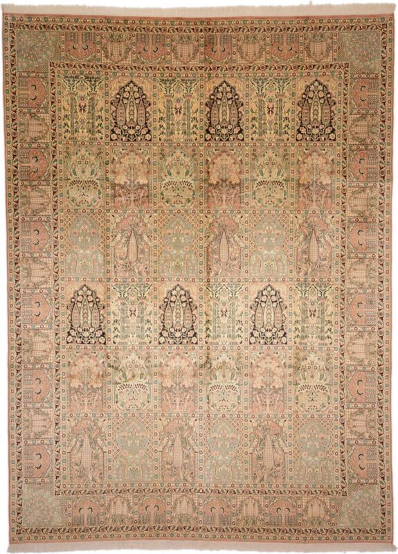 Kashmir Orientteppich 272 × 369 cm, Seide, handgeknüpft