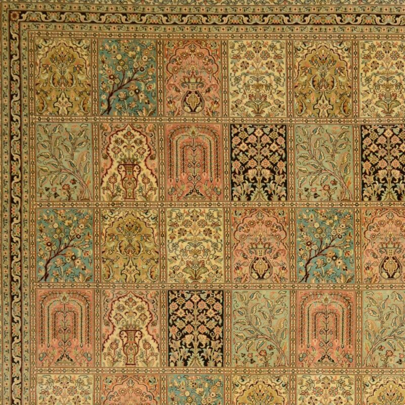 Kashmir Orientteppich 273 × 372 cm, Seide, handgeknüpft