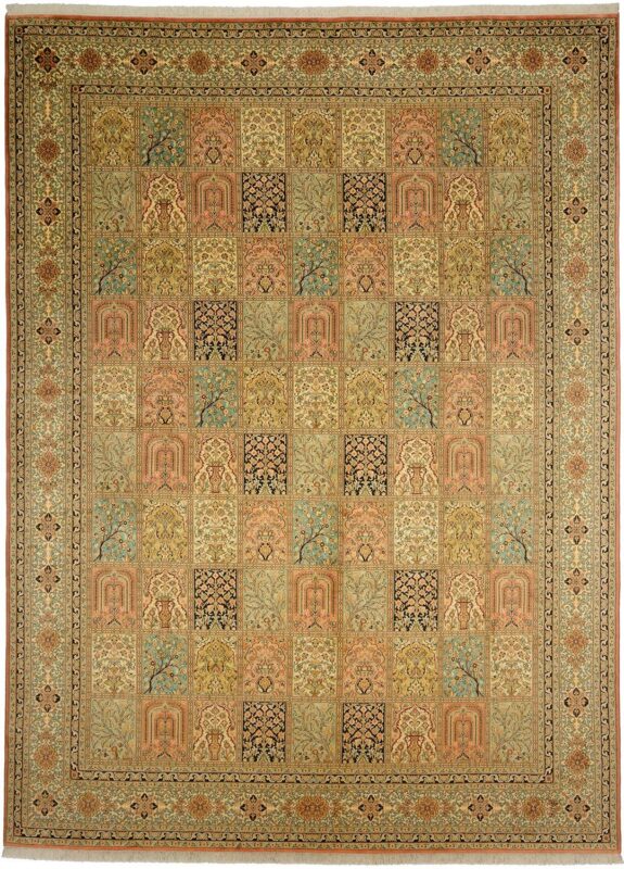 Kashmir Orientteppich 273 × 372 cm, Seide, handgeknüpft
