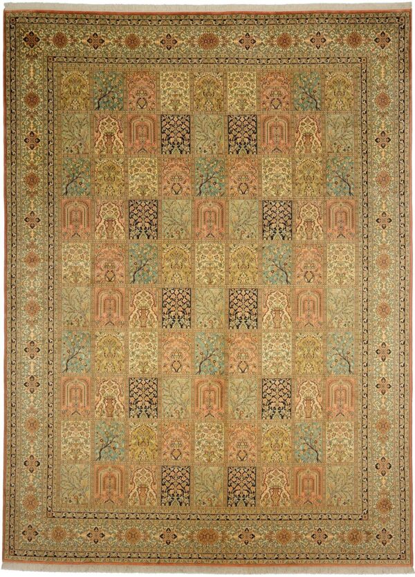 Kashmir Orientteppich 273 × 372 cm, Seide, handgeknüpft