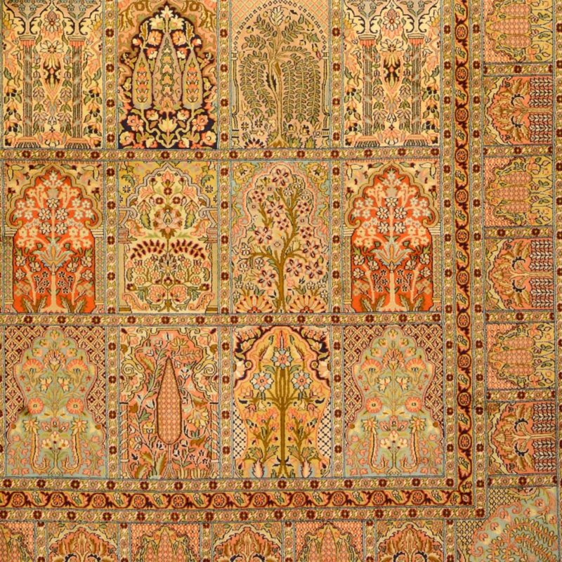 Kashmir Orientteppich 274 × 376 cm, Seide, handgeknüpft fein