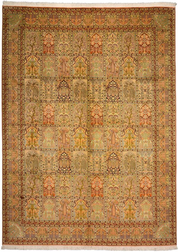 Kashmir Orientteppich 274 × 376 cm, Seide, handgeknüpft fein