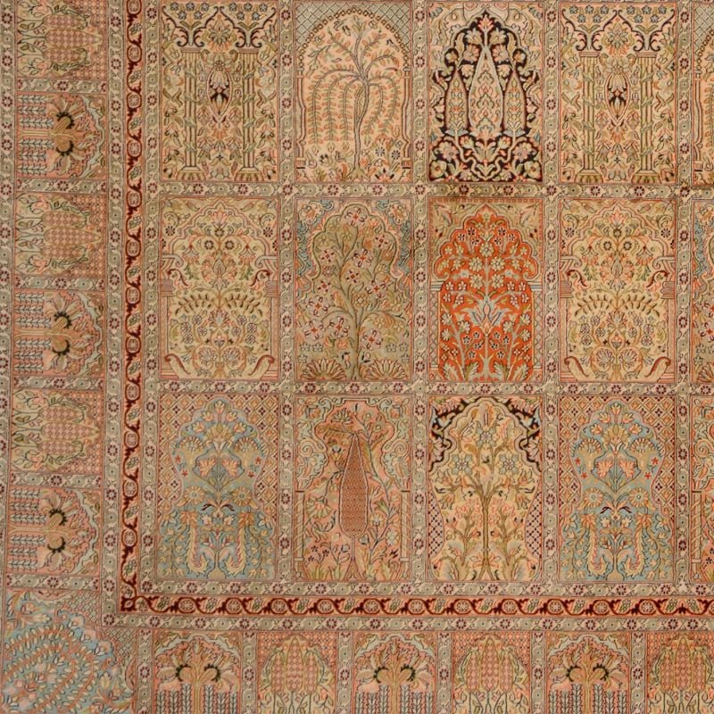 Kashmir Orientteppich 276 × 361 cm, Seide, handgeknüpft