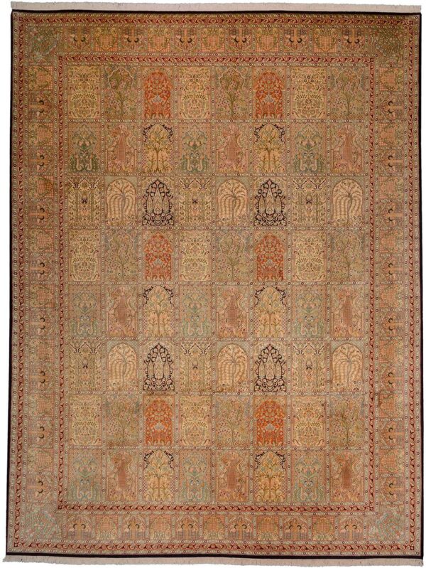 Kashmir Orientteppich 276 × 361 cm, Seide, handgeknüpft