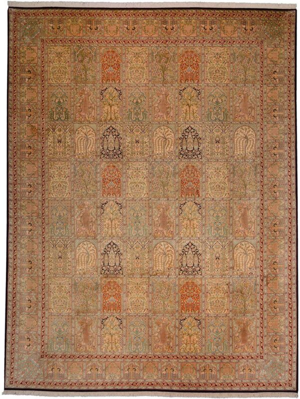 Kashmir Orientteppich 276 × 361 cm, Seide, handgeknüpft