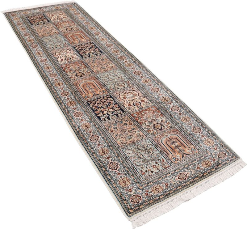 Kashmir Orientteppich 76 × 241 cm, Seide, handgeknüpft Indisch
