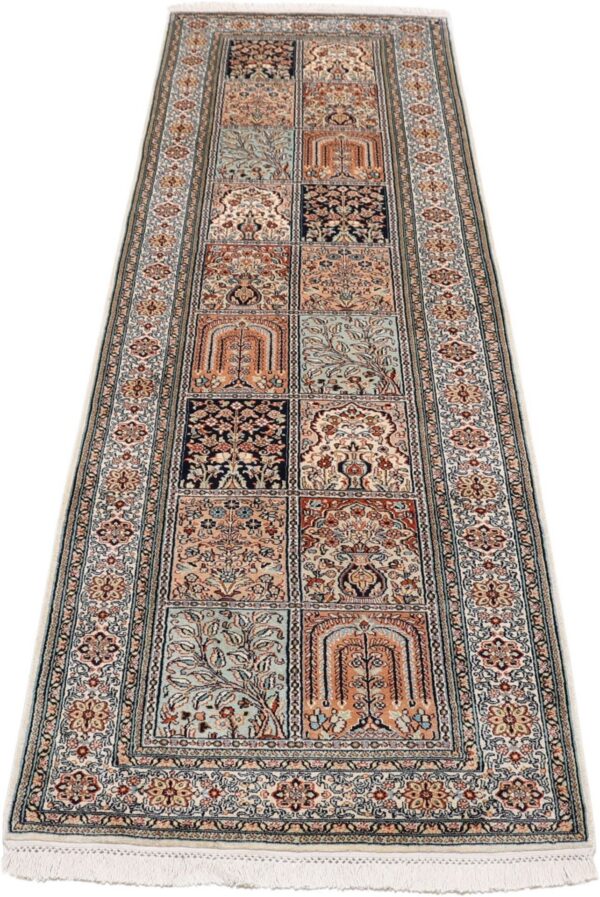 Kashmir Orientteppich 76 × 241 cm, Seide, handgeknüpft Indisch