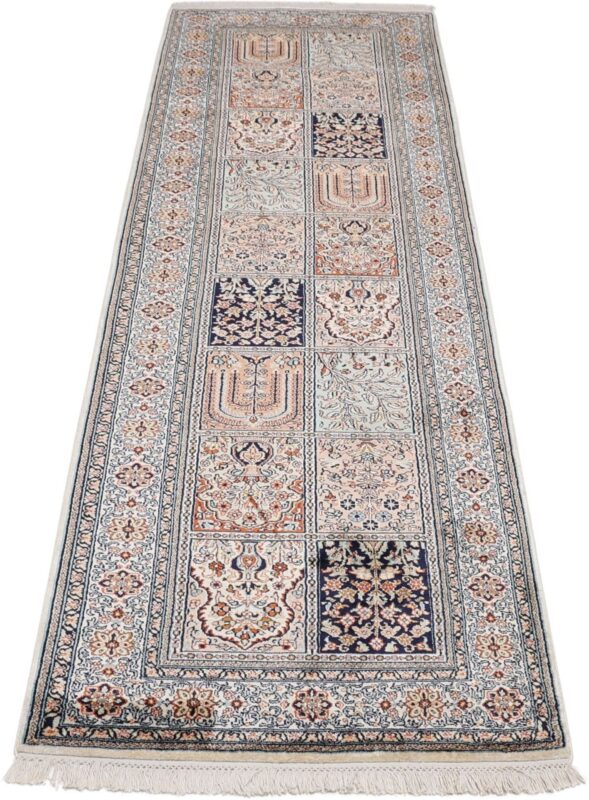 Kashmir Orientteppich 76 × 241 cm, Seide, handgeknüpft Indisch