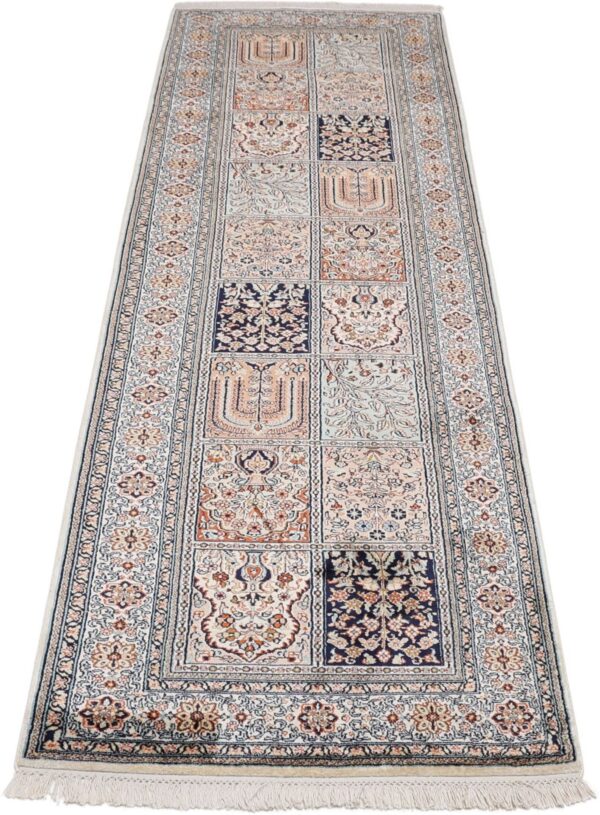Kashmir Orientteppich 76 × 241 cm, Seide, handgeknüpft Indisch
