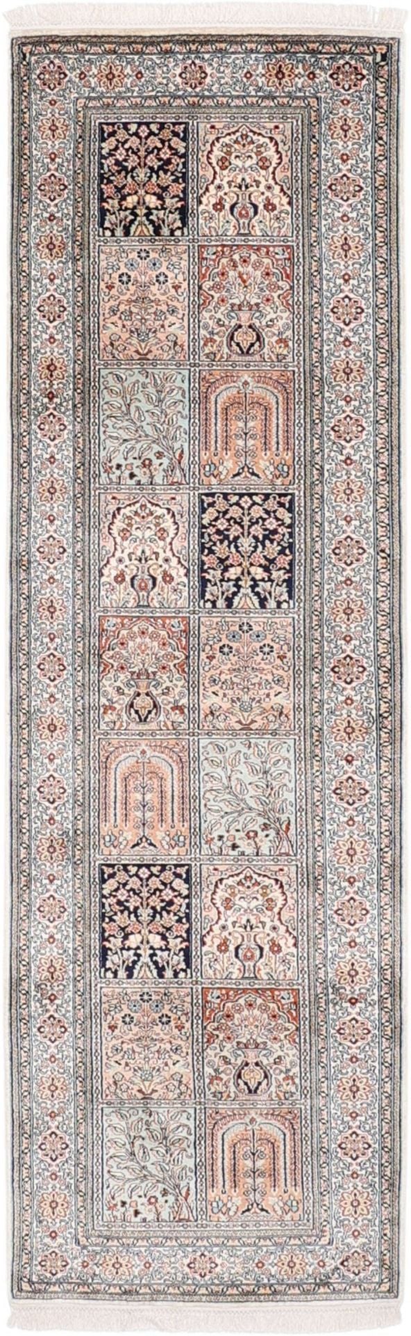Kashmir Orientteppich 76 × 241 cm, Seide, handgeknüpft Indisch