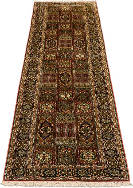 Kashmir Orientteppich 76 × 350 cm, Seide, handgeknüpft