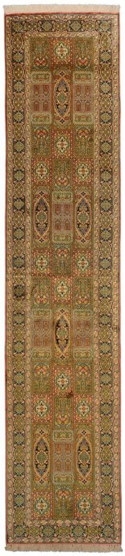 Kashmir Orientteppich 76 × 350 cm, Seide, handgeknüpft