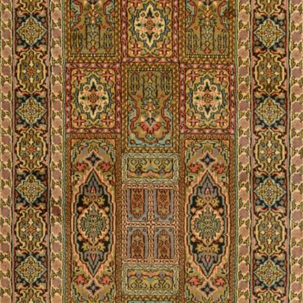 Kashmir Orientteppich 76 × 350 cm, Seide, handgeknüpft