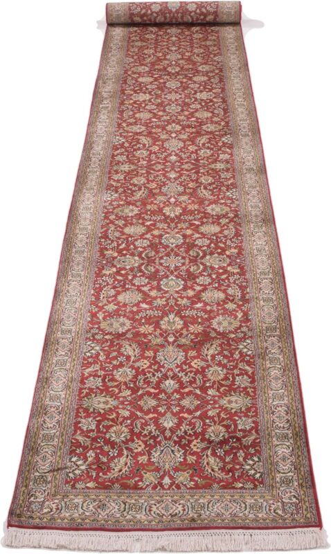 Kashmir Orientteppich 76 × 532 cm, Seide, handgeknüpft