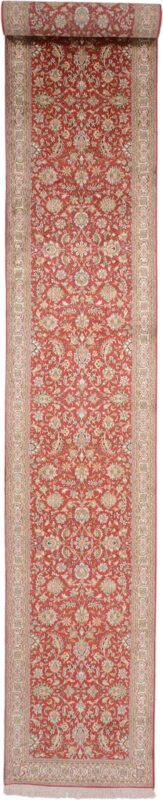 Kashmir Orientteppich 76 × 532 cm, Seide, handgeknüpft