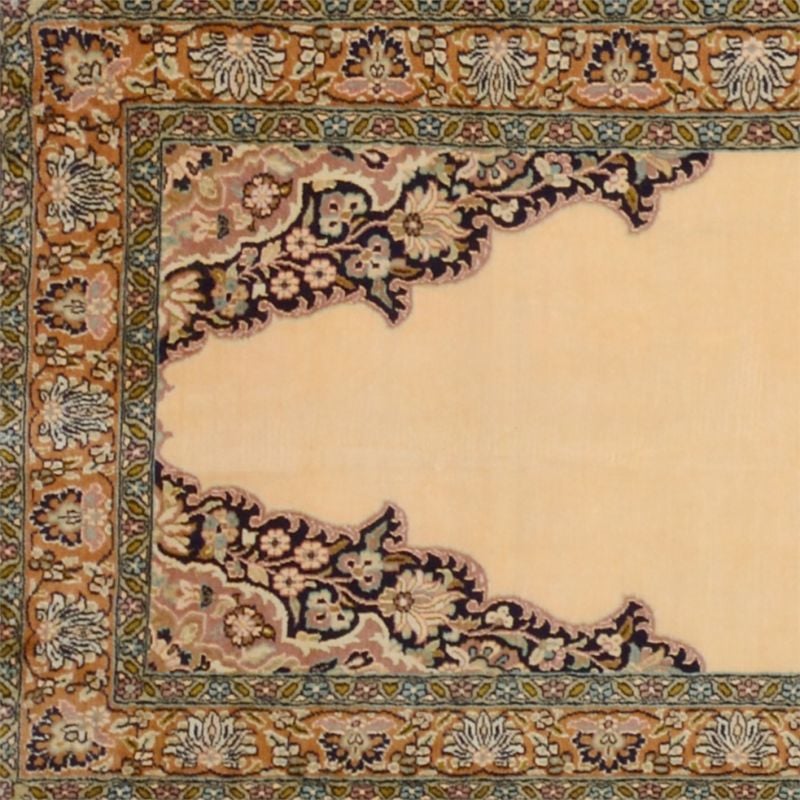 Kashmir Orientteppich 77 × 326 cm, Seide, handgeknüpft