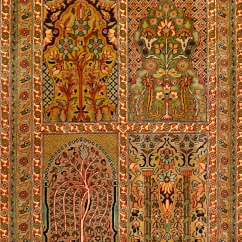 Kashmir Orientteppich 78 × 595 cm, Seide, handgeknüpft fein