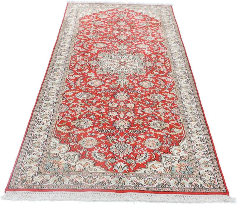 Kashmir Orientteppich 79 × 215 cm, Seide, handgeknüpft