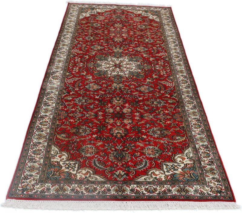 Kashmir Orientteppich 79 × 215 cm, Seide, handgeknüpft