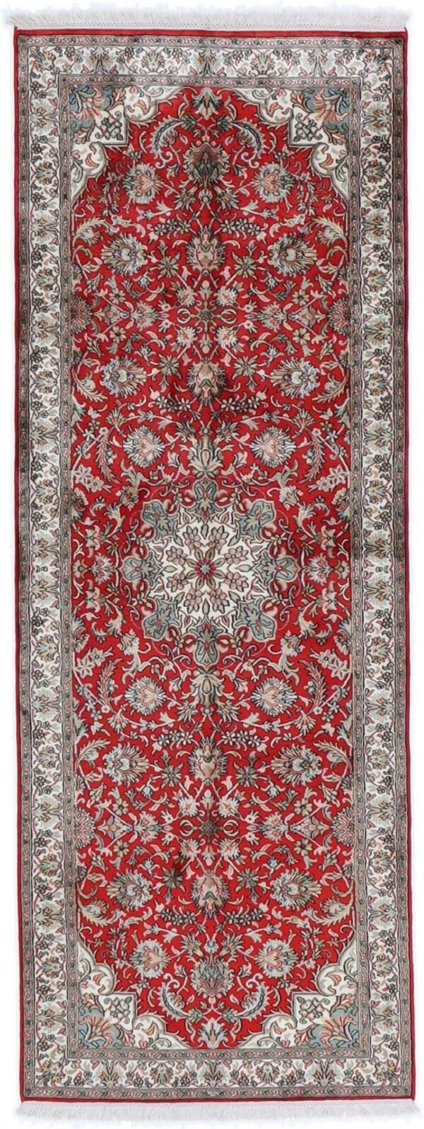 Kashmir Orientteppich 79 × 215 cm, Seide, handgeknüpft