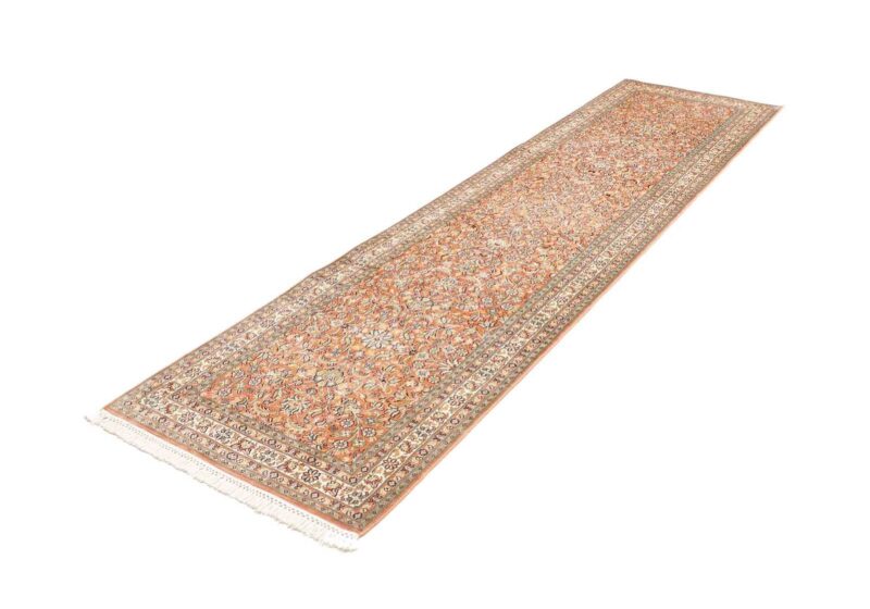 Kashmir Orientteppich 80 × 295 cm, Seide, handgeknüpft