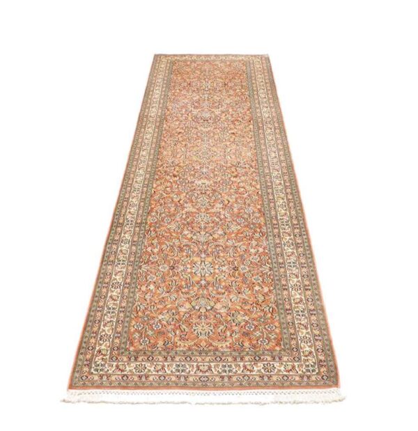 Kashmir Orientteppich 80 × 295 cm, Seide, handgeknüpft