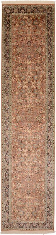 Kashmir Orientteppich 80 × 340 cm, Seide, handgeknüpft Luxus