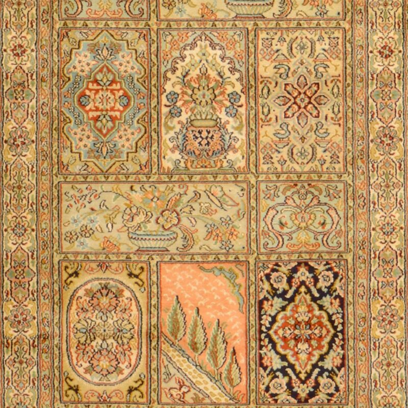 Kashmir Orientteppich 81 × 312 cm, Seide, handgeknüpft