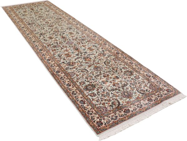 Kashmir Orientteppich 83 × 303 cm, Seide, handgeknüpft