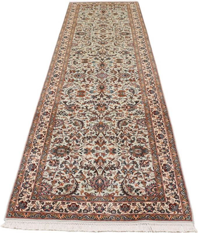 Kashmir Orientteppich 83 × 303 cm, Seide, handgeknüpft