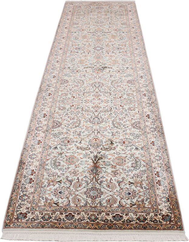 Kashmir Orientteppich 83 × 303 cm, Seide, handgeknüpft