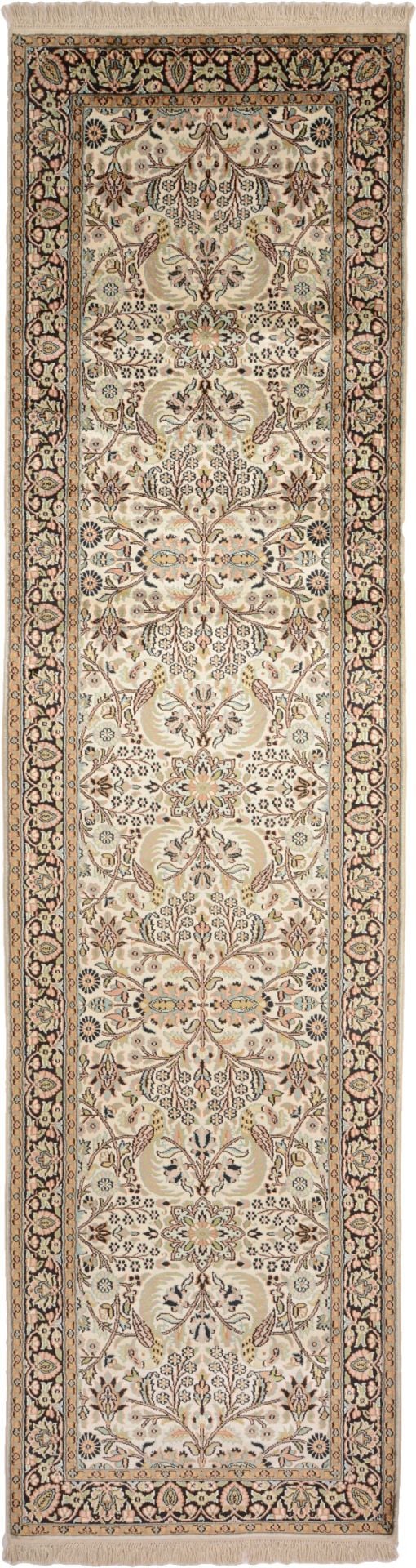 Kashmir Orientteppich 83 × 312 cm, Seide, handgeknüpft