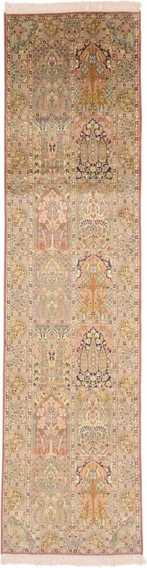 Kashmir Orientteppich 88 × 303 cm, Seide, handgeknüpft