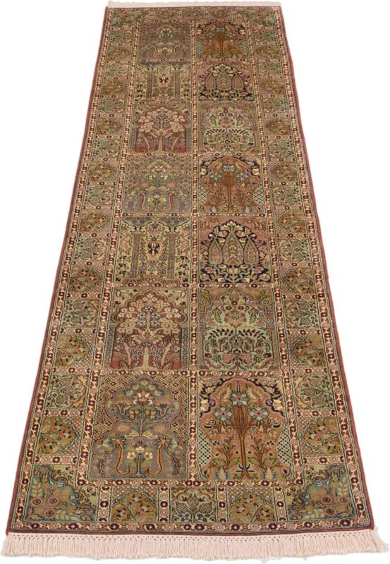 Kashmir Orientteppich 88 × 303 cm, Seide, handgeknüpft