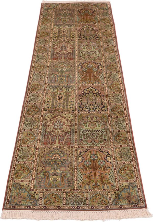 Kashmir Orientteppich 88 × 303 cm, Seide, handgeknüpft