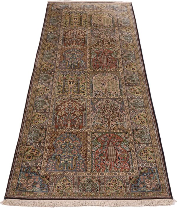 Kashmir Orientteppich 92 × 286 cm, Seide, handgeknüpft