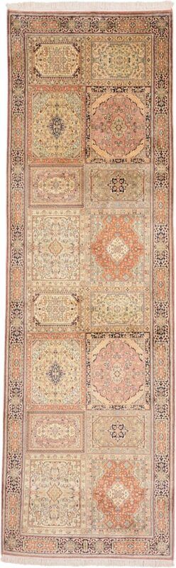 Kashmir Orientteppich 92 × 296 cm, Seide, handgeknüpft