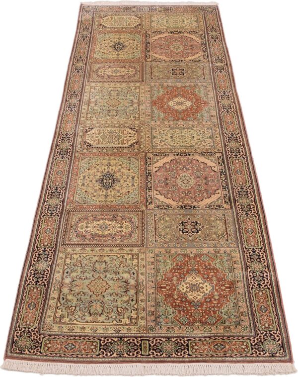 Kashmir Orientteppich 92 × 296 cm, Seide, handgeknüpft