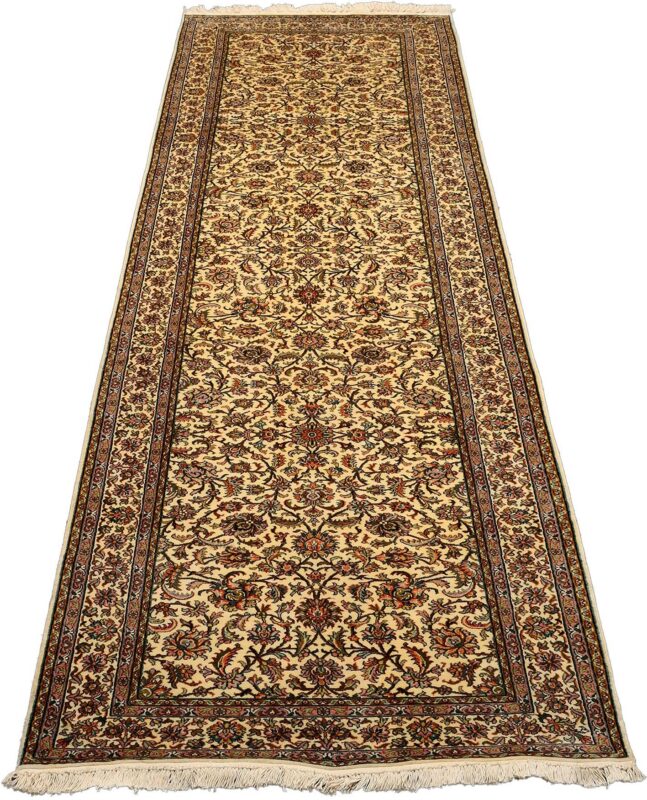 Kashmir Orientteppich 95 × 377 cm, Seide, handgeknüpft Läufer