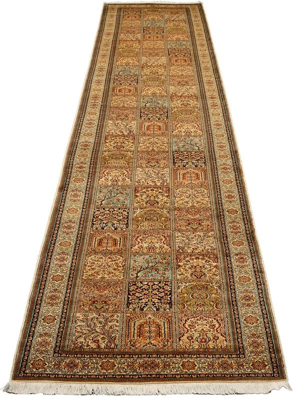 Kashmir Orientteppich 95 × 545 cm, Seide, handgeknüpft