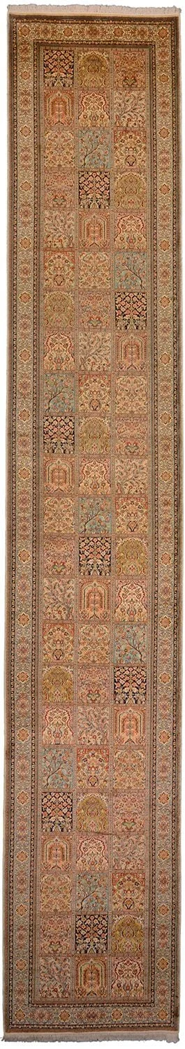 Kashmir Orientteppich 95 × 545 cm, Seide, handgeknüpft
