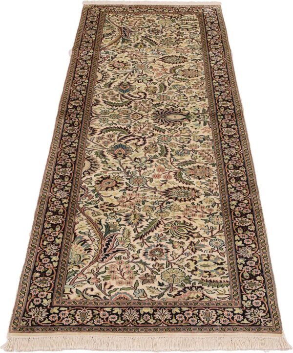 Kashmir Orientteppich 96 × 295 cm, Seide, handgeknüpft